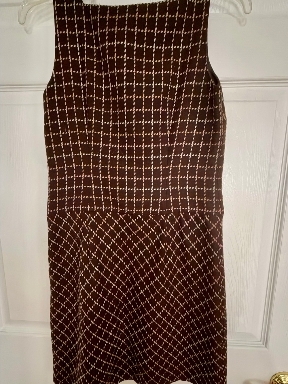 LOFT Brown and Cream Check Midi Dress